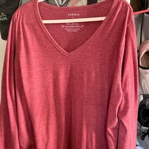 Torrid Heathered Red V-Neck Top